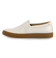 The Slip on Leather in White with Gum sole