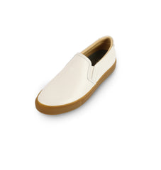 The Slip on Leather in White with Gum sole