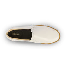 The Slip on Leather in White with Gum sole