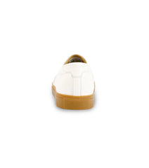 The Slip on Leather in White with Gum sole